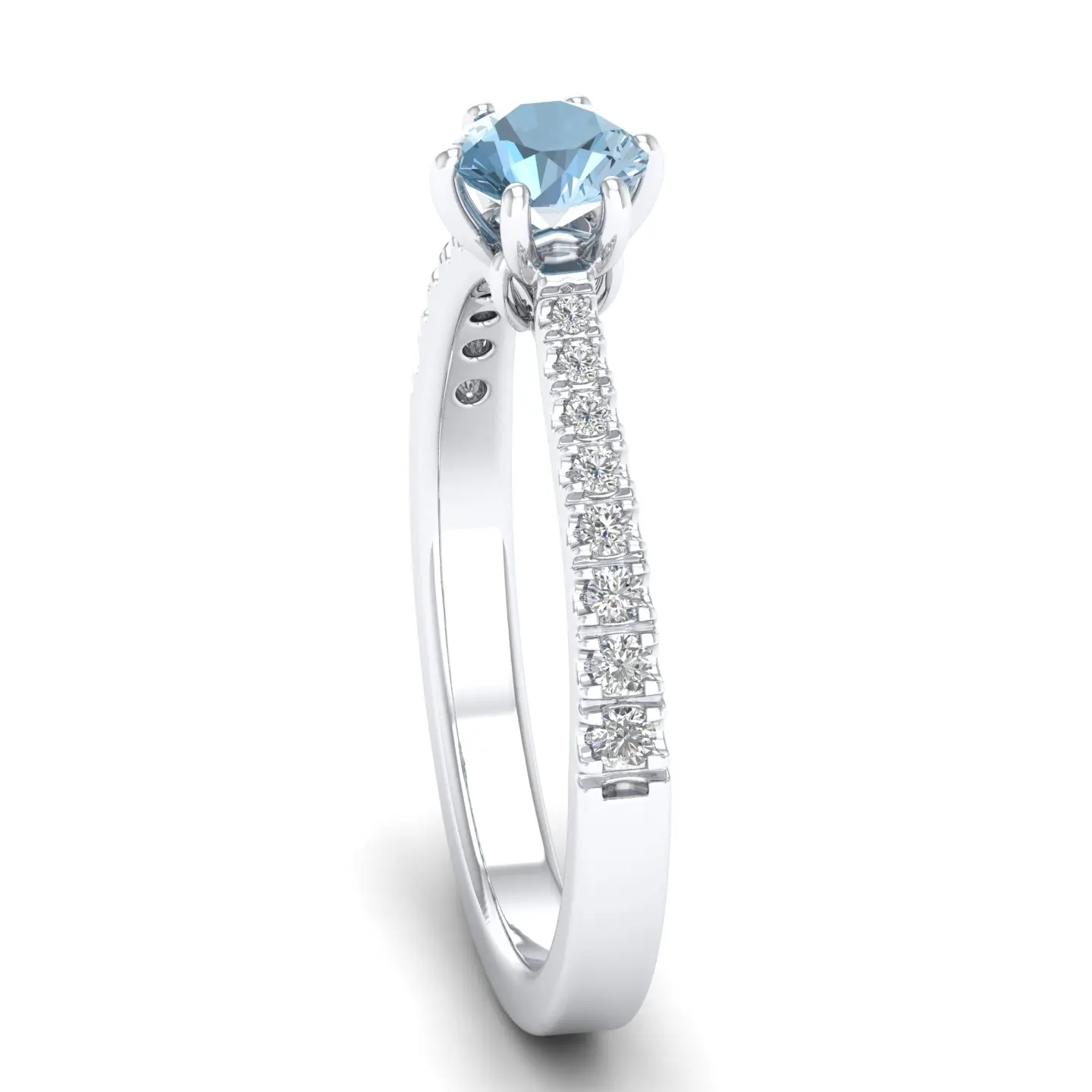 REYES Women OEM ODM 925 Sterling Silver 0.5 Carat Aquamarine Gemstone Rings GRA Certified Moissanite Fine Jewelry for Women