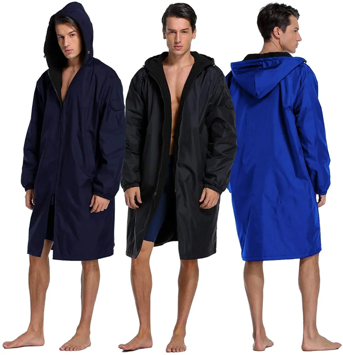 Wholesale Customized Swim Parka Men Full Zip Winter Waterproof Polar Line Swim Parka Fleece Jacket With Vertical sport robe