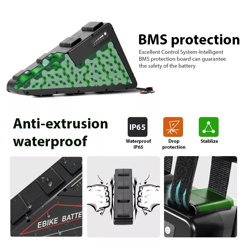 OEM/ODM треугольный 52 В 60 72 20Ah 25Ah 28Ah 30Ah литиевый аккумулятор для электрического велосипеда жесткий чехол