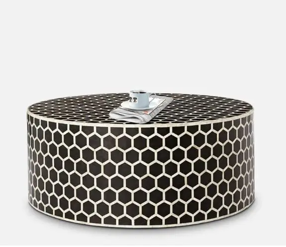 Black Color Modern Home Furnishing Decorative Accessories Mother of Pearl Inlay Furniture Wholesale Bone Inlay Coffee Table