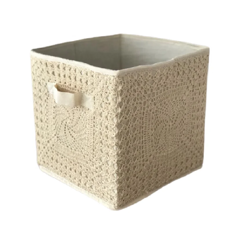 New Wholesale Luxury Hand-crochet Natural Vintage Light weight Decorative Mini Collapsible Home storage and Organization Baskets