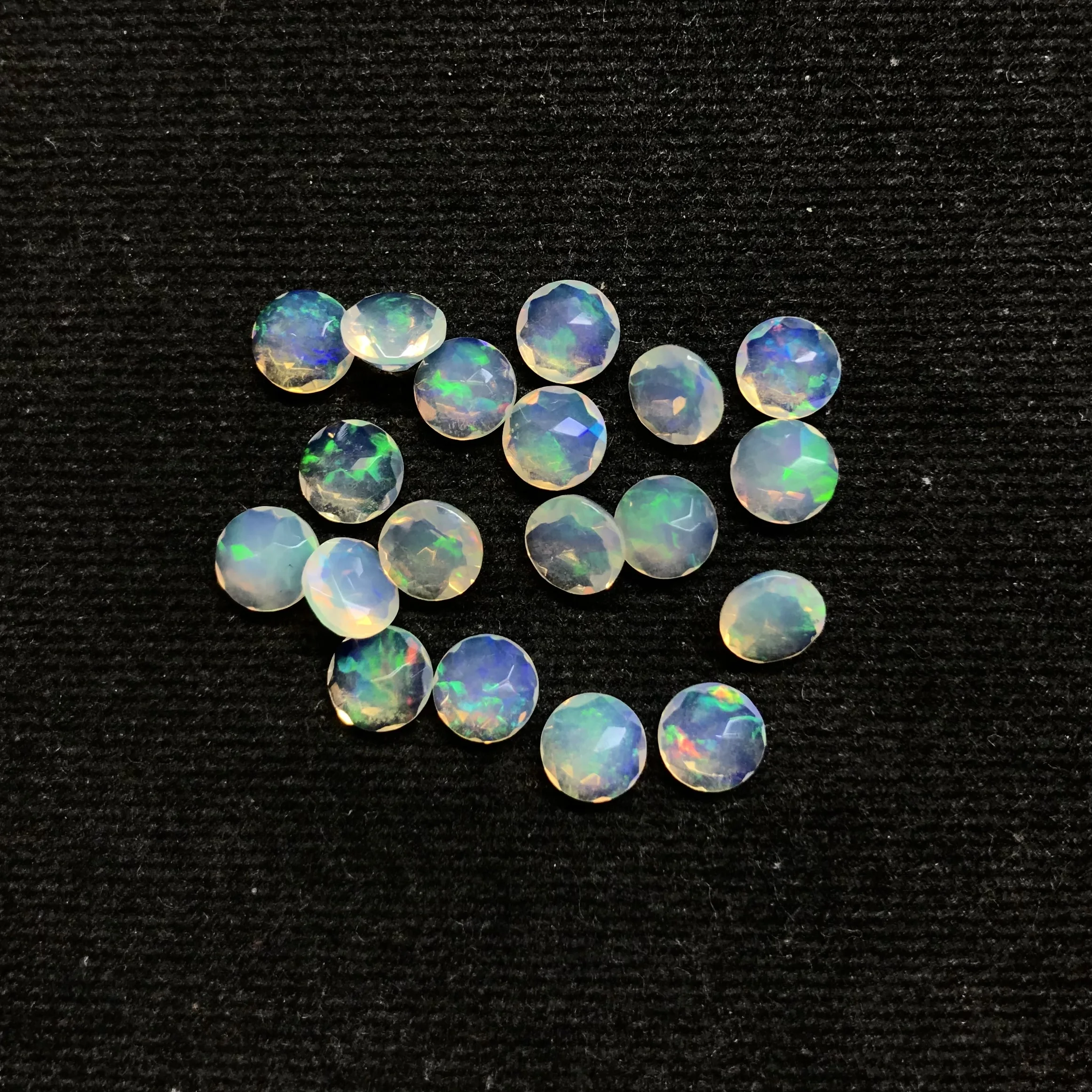 IGI 7mm 8mm Natural Ethiopian Opal Gemstone Round Faceted Loose Gemstone Fire Opal Natural For Jewelry Making Calibrated Stones