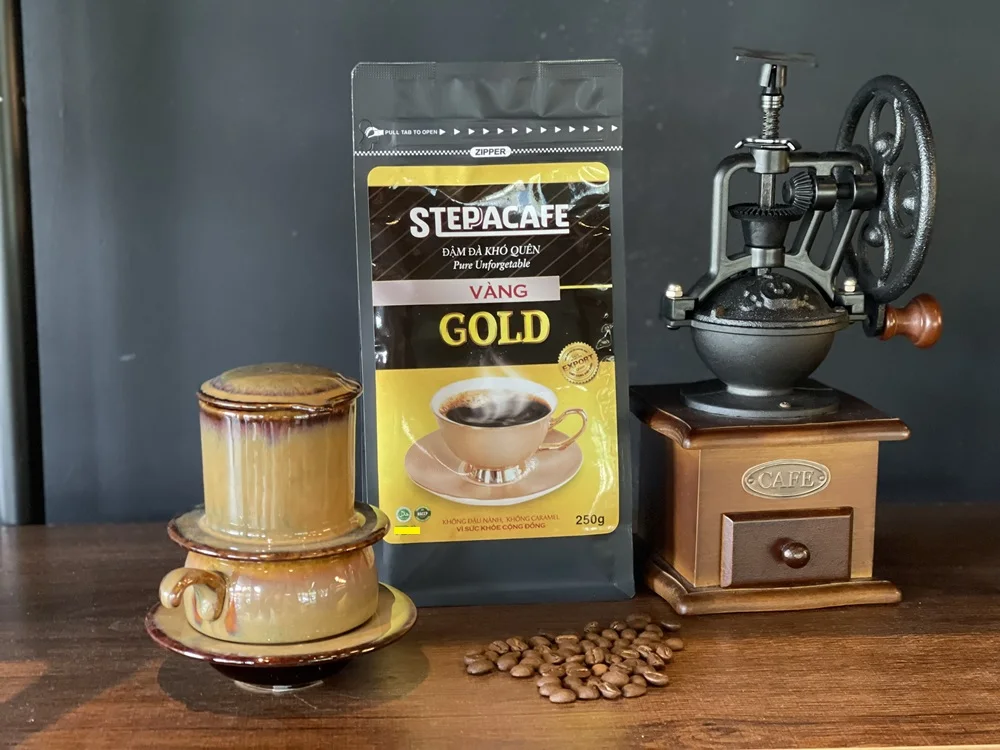 HALAL Coffee Grounds Tasty Robusta Arabica Blended Roasted Fruity Sweet Flavorful Steppacafe Gold 250g Roasted & Ground Coffee