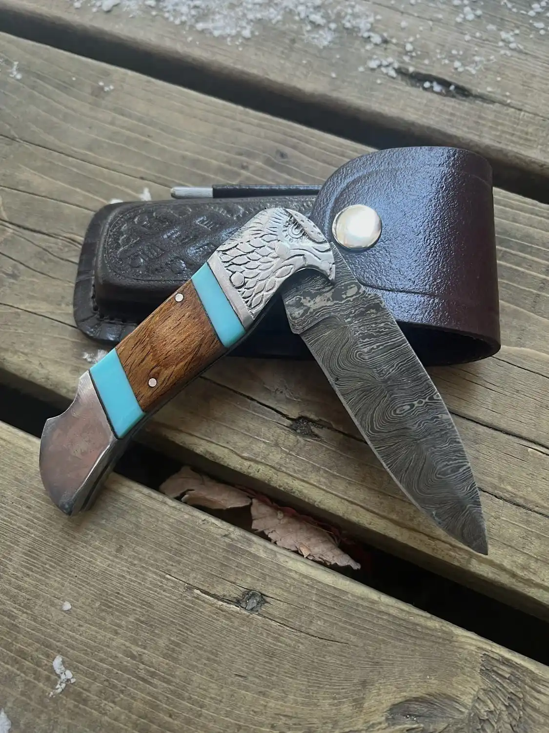 2024 New Design Damascus Steel Folding Pocket Knife Professional Outdoor Camping Gardening Knives Wholesale Small Folding Knife