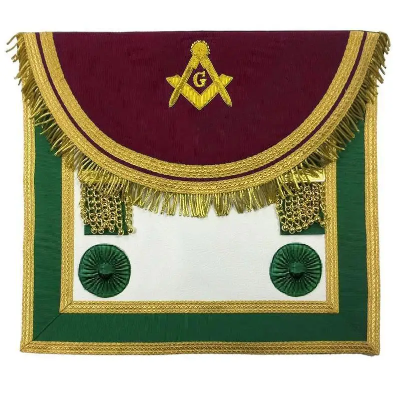Factory Custom Made Freemason Embroidered Masonic Regalia Leather Degree Members Apron LR489 Grand Lodge Mason Apron