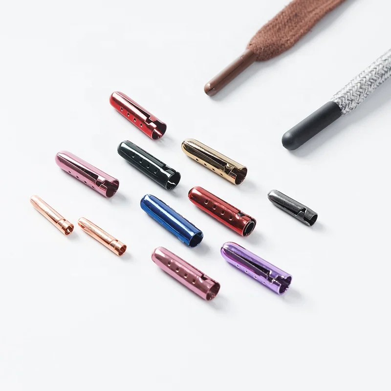 YHG Engraved Custom Logo Zinc Alloy Brass Metal Name Gold Spring Lock Stopper String Cord End Stopper for Sweatshirt Pants