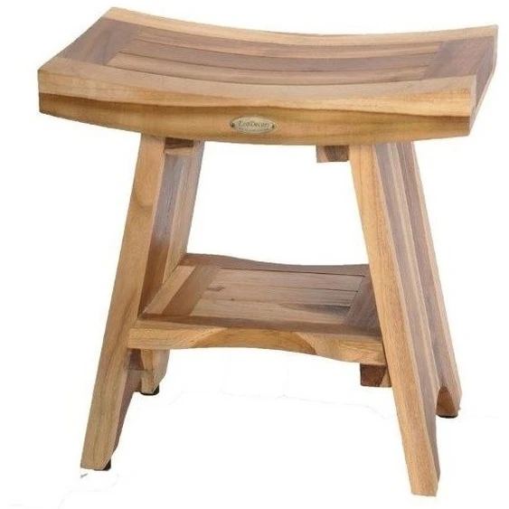 Твердый Тиковый деревянный стул для душа для ванной комнаты, стирание ножки, натуральная водяная база-проектная мебель для отеля