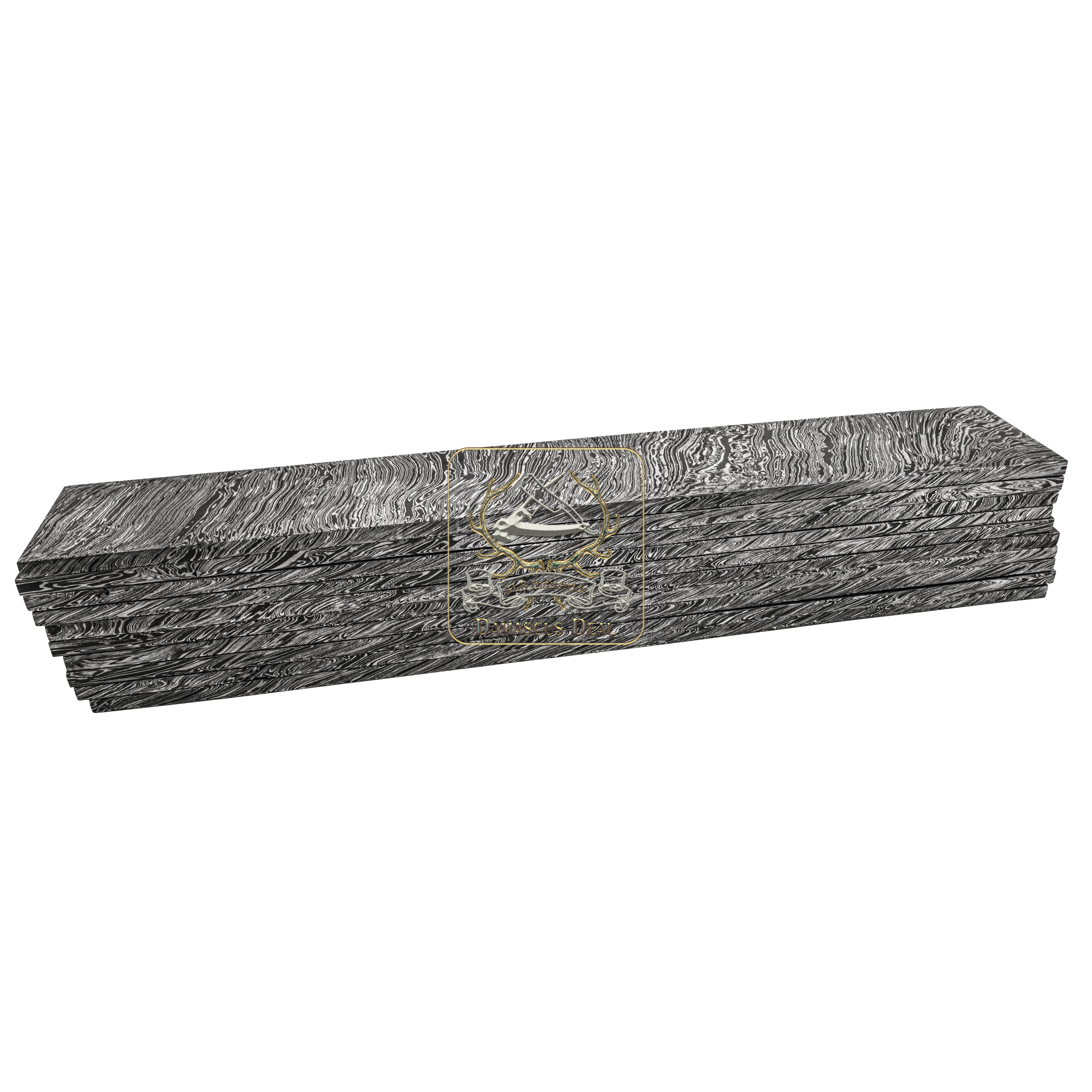 Damascus Steel Billet Fire Pattern DD-Fire-221 for Knife Making Hand Forged Carbon Steel Hardness 58-62 HRC Billet