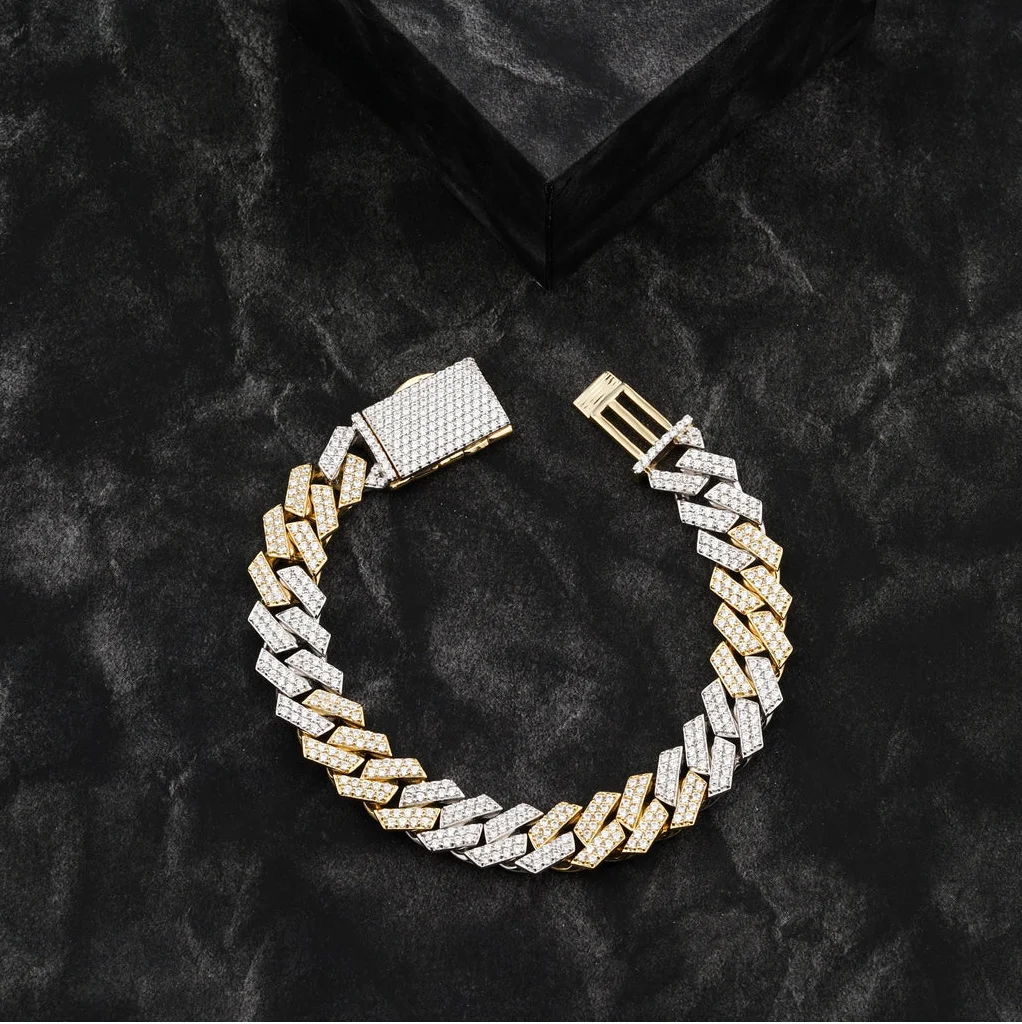VVS Moissanite бриллиантовые 18 мм кубинские звеньевые хип-хоп МАЙАМИ кубинские браслеты со льдом для продажи из Индии