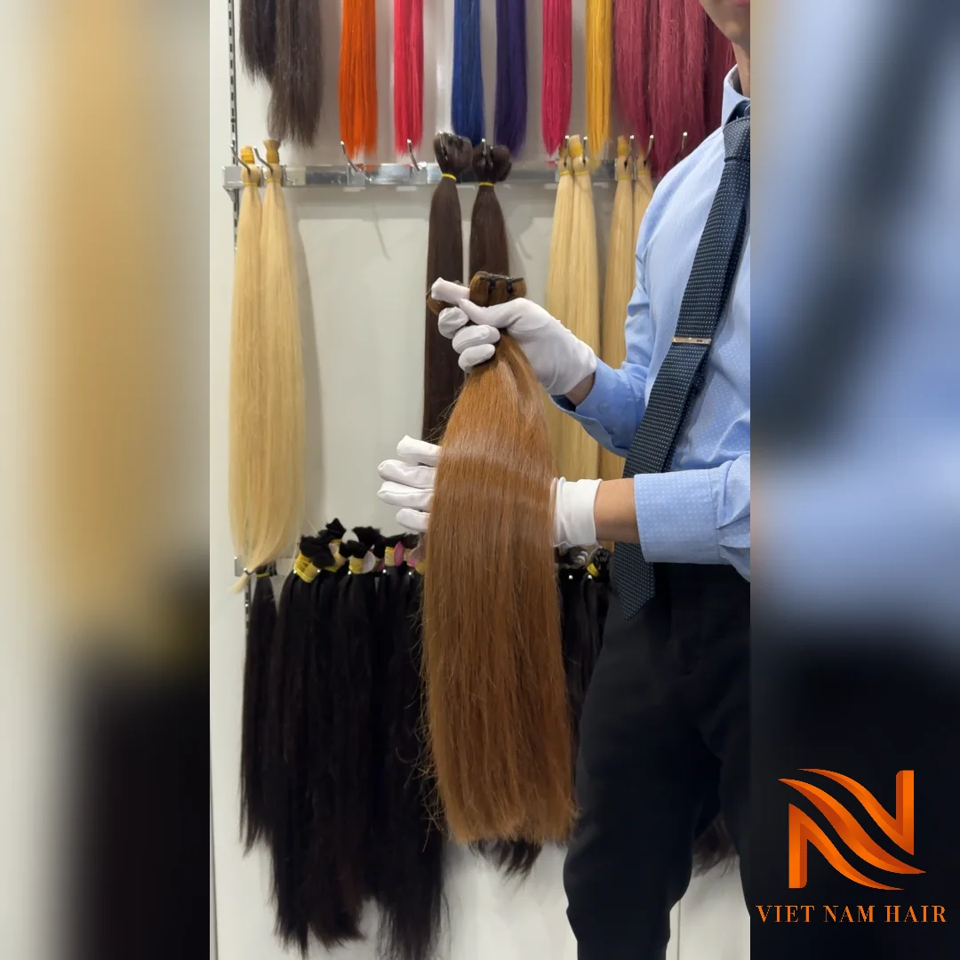 Hot Products Real Human Hair Wholesale Weft n Lace Brown Amber Straight Hair Extensions Raw Vietnamese Hair Straight