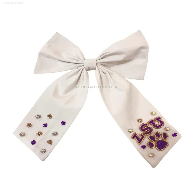 Seed beaded headbands beaded bows Customized Team Name beaded Hair Bows Stylish handmade Hair Accessories seed beaded bows