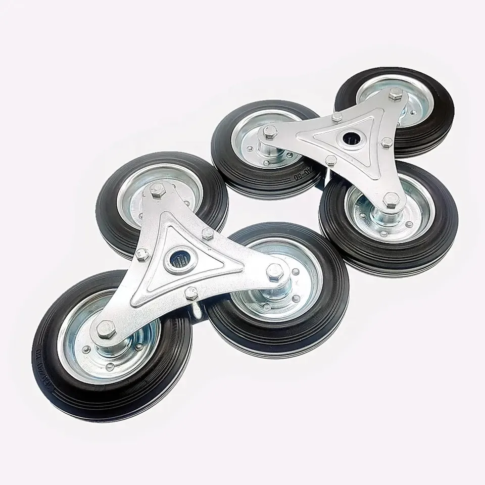 160mm  Bearing Wear Resistant Black Rubber Triangle Stair Climbing Trolley Dolly Hand Truck Caster