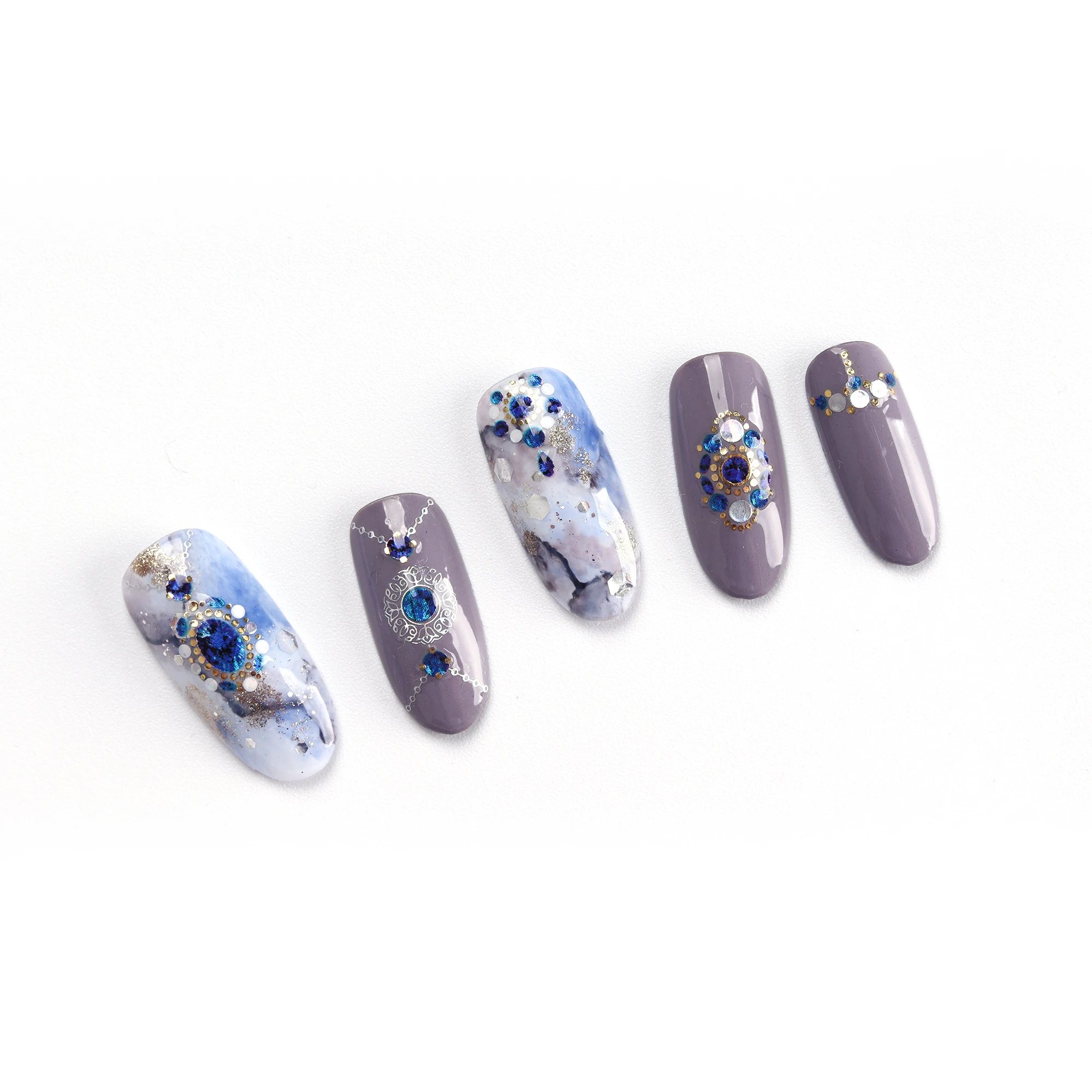 Wannabe Grace #45561 Morocco Turquoise Luxury nail stickers t cubic nails 3d emboss jewel design Multi Size Korea oem odm
