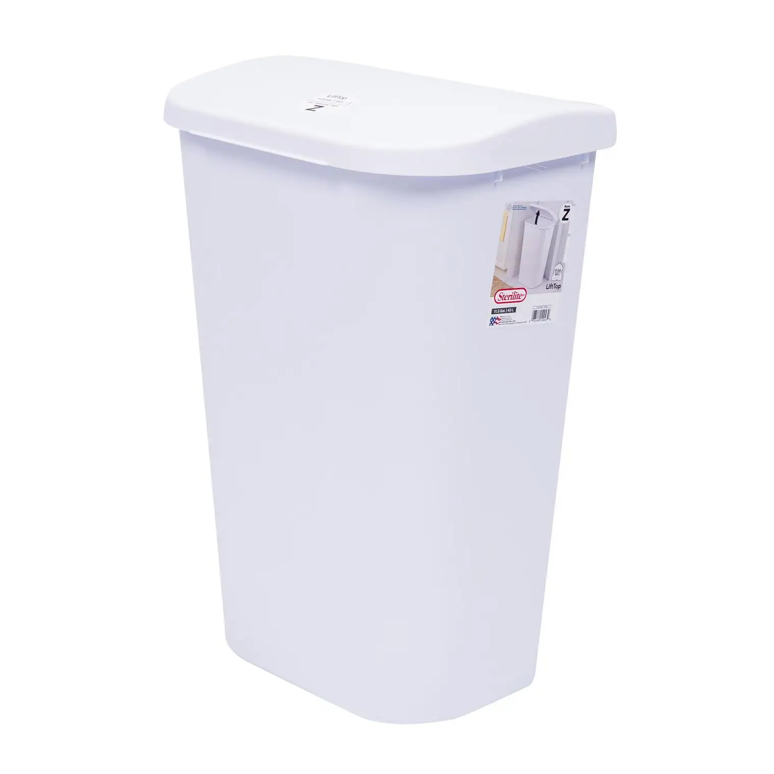 Sterilite 11-gal Wastebasket with Lift-Top Lid