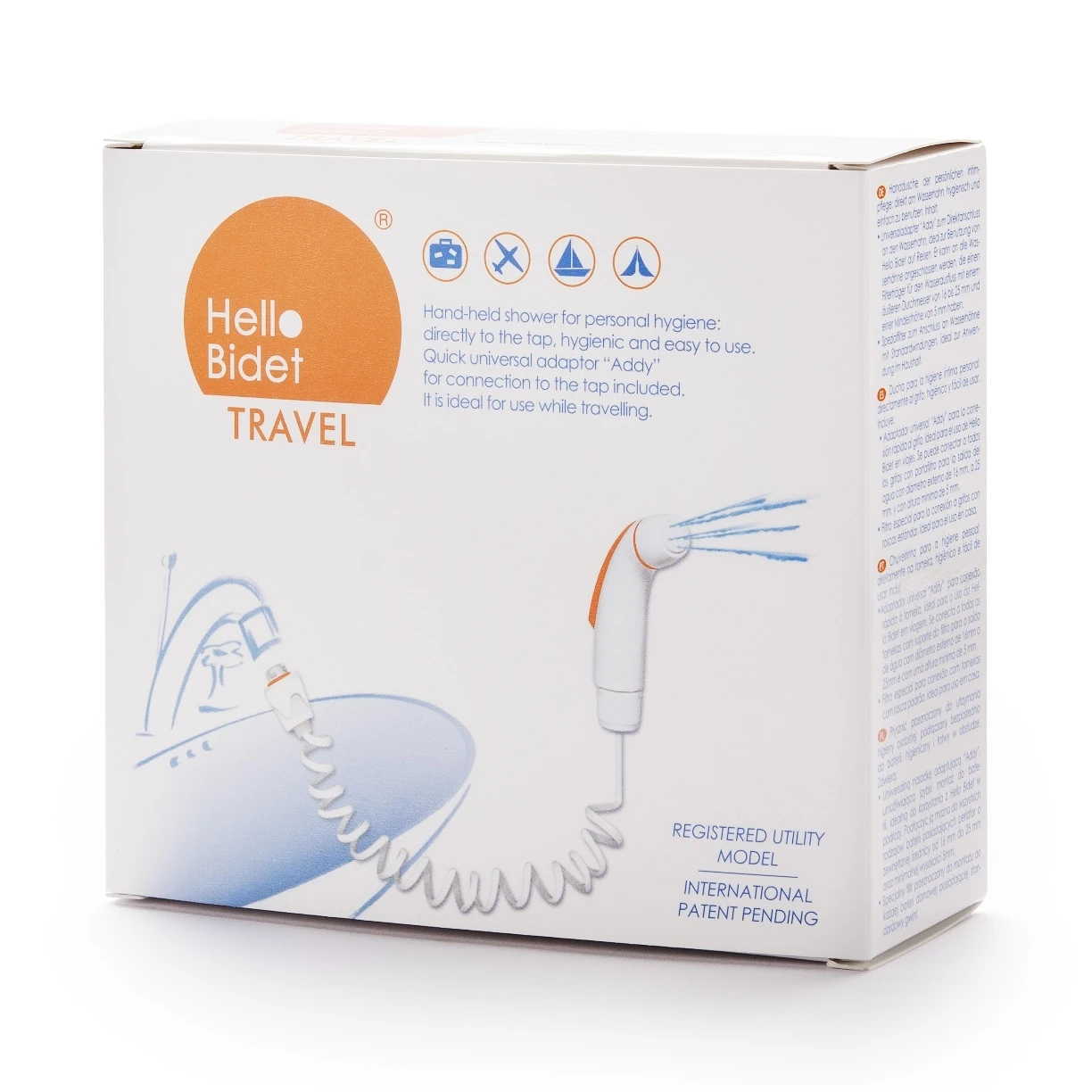 New portable Italian bidet with hand shower that connects directly to the tap HELLO BIDET TRAVEL intimate hygiene