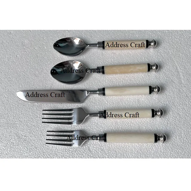 Affordable Price Stainless Steel Flatware Set With Wicker Handle Customized Engraved Logo 6 Pcs Cutlery Set Dinner Set Tabletop