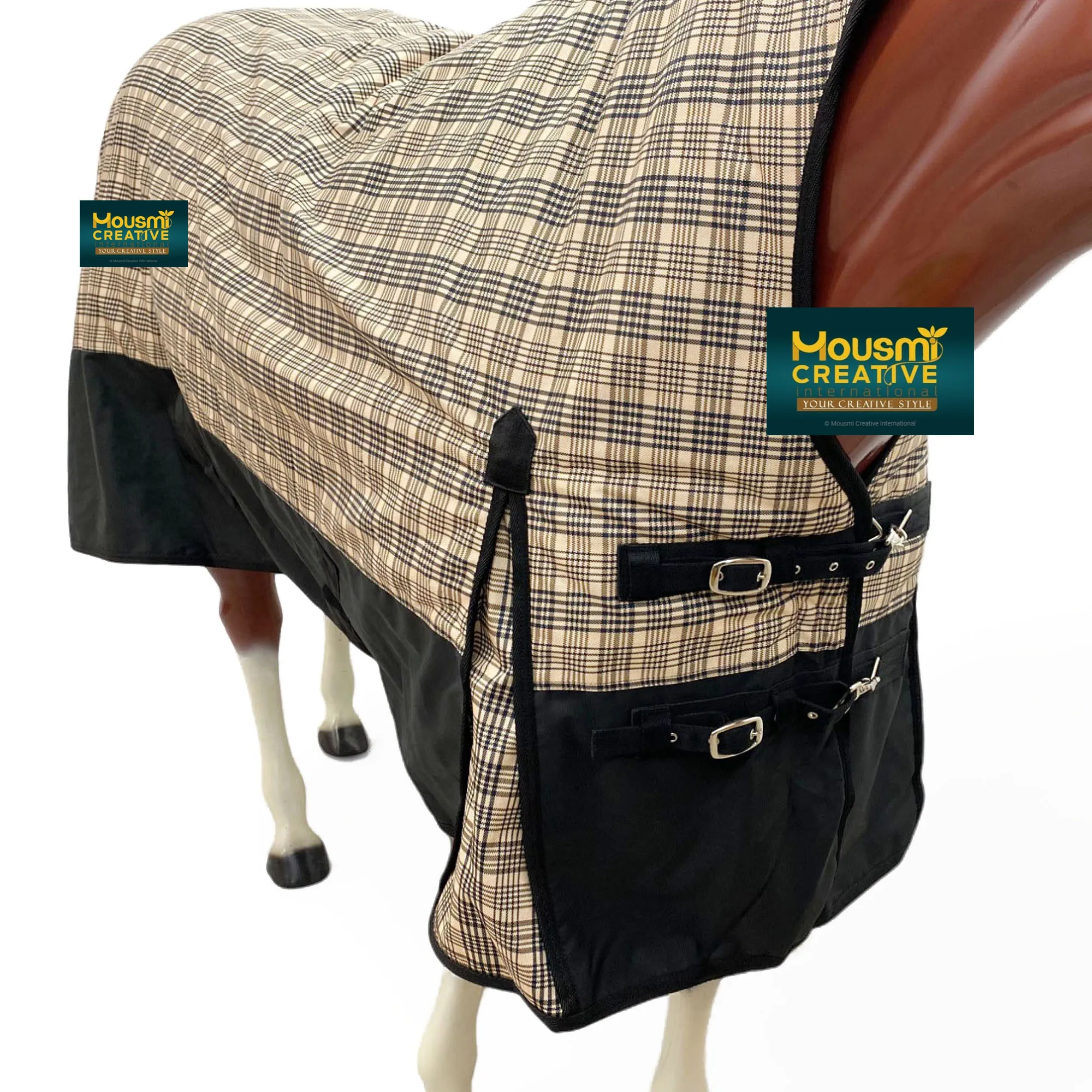 OEM 1200D Ripstop Premium Winter Horse Turnout Rug Custom Filling Nova Check Outer Multiple Designs & Seasons Half Neck Rug Sale