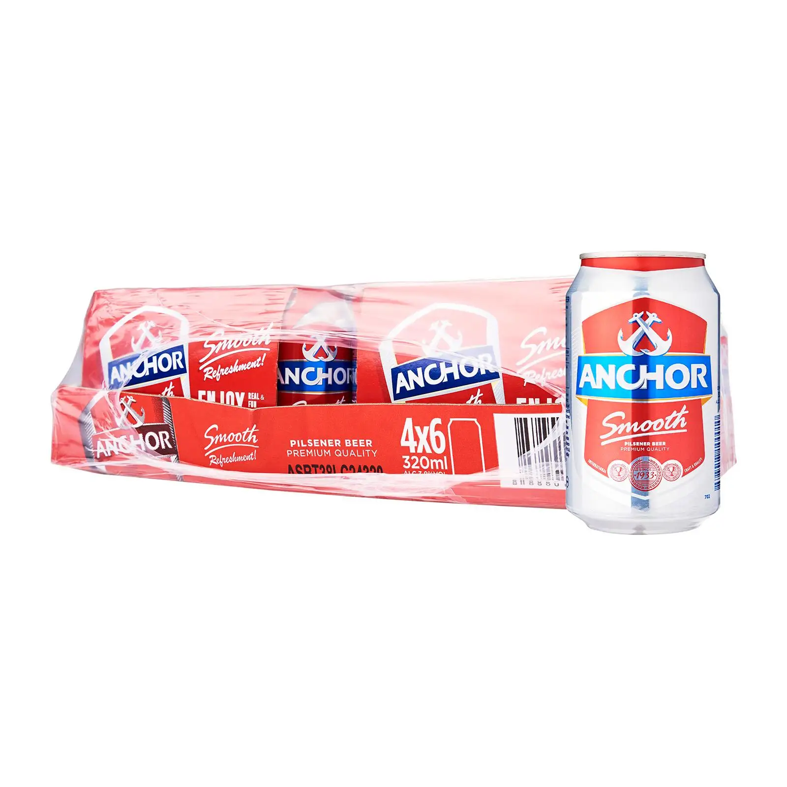 Якорная гладкая пильзенер пивная банка 320 мл x 6-якорная пильснер 4.9% алкоголя (24x320