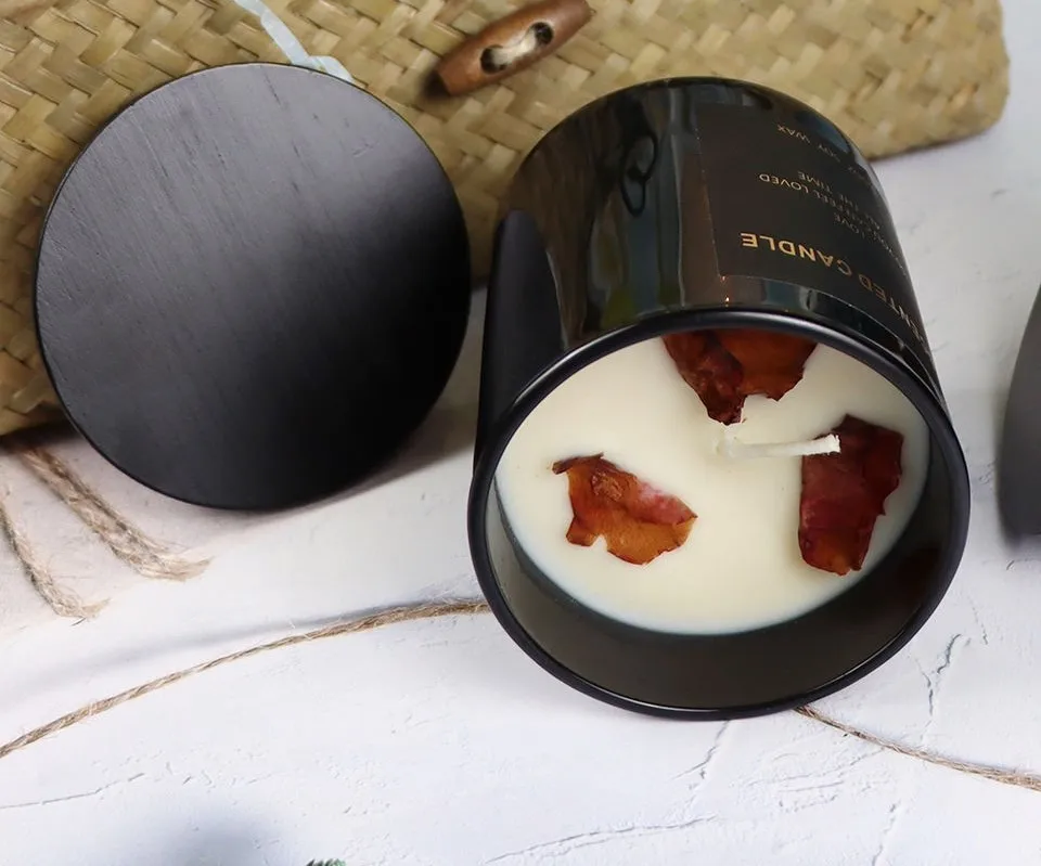 Scented candle fragrance aroma customized scented frosted glass cup candle with cork lid