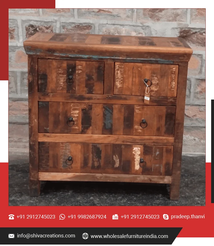 Reclaimed Wooden Wooden 4 Drawer Chest Cabinet for Sale wooden storage Eco-friendly cabinet design