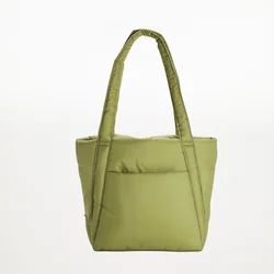 Large Women Custom Puffy Padded Crossbody Handbag shoulder Quilted Nylon Soft Puffer Shopper Tote Bag