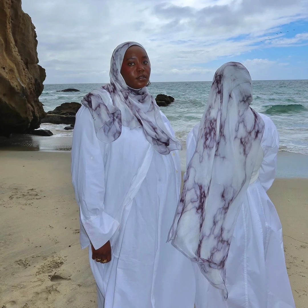 USA High Quality Liquid Modsty Breathable Marble Rayon Printed Bamboo Modal Hijab Summer  Woven Cotton Hijab