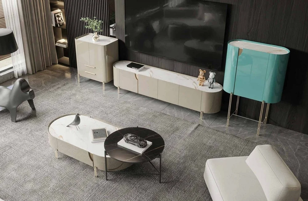 Nordic style living room ceramic top TV Stand Cabinet