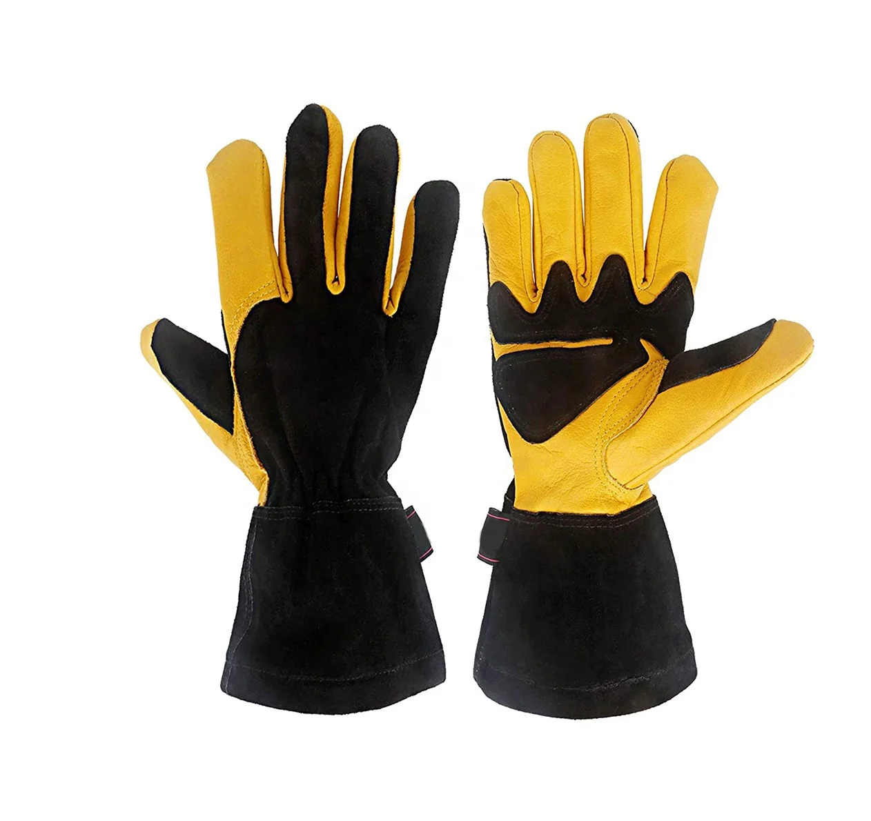 Black Yellow 16-inch Long Sleeve 932F Heat Resistant durable aluminum foil Insulated Lining Grill BBQ Gloves for Men and Women