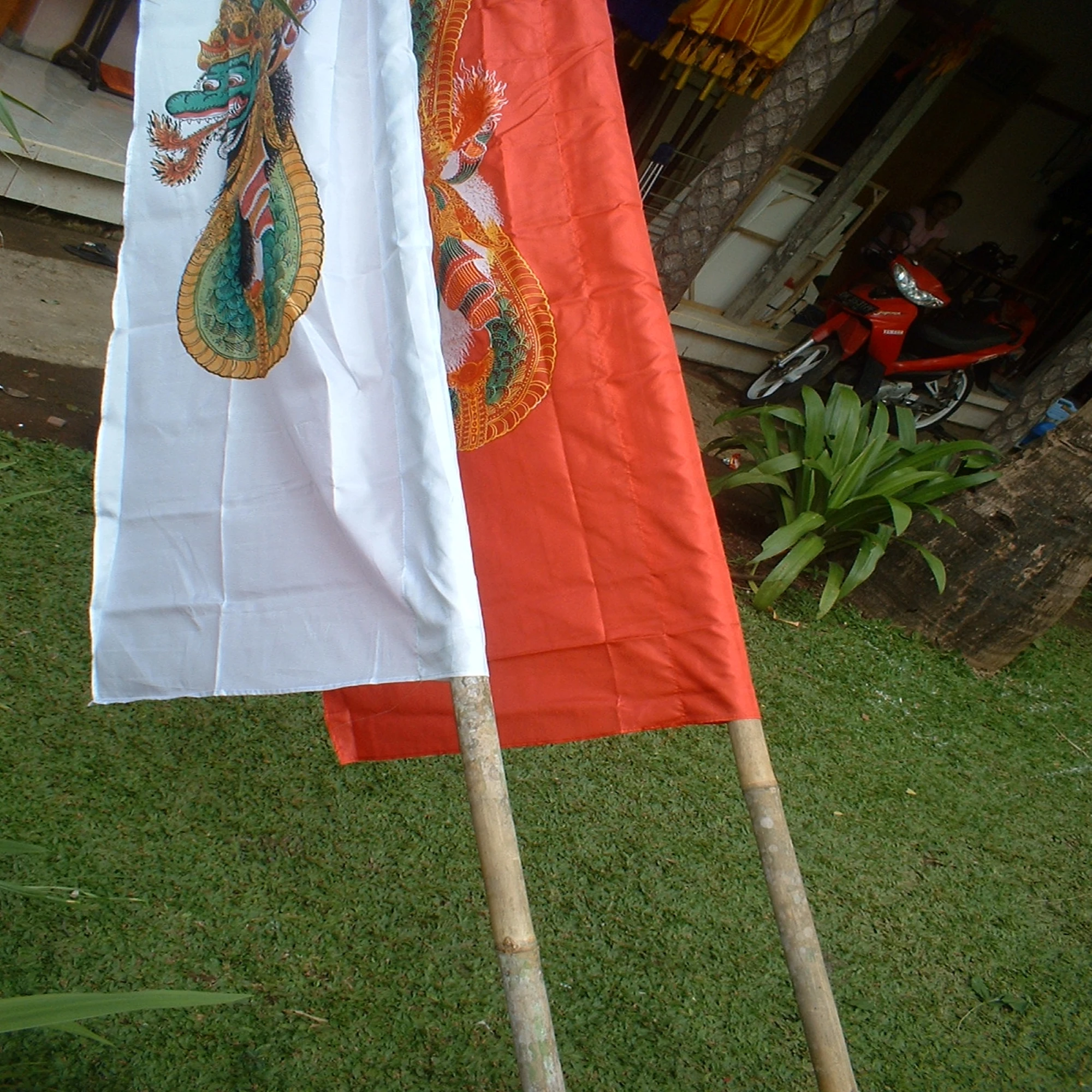 Bali Temple Flag Handcrafted Wood Craft Wooden Box Wall Sign Decorative Art