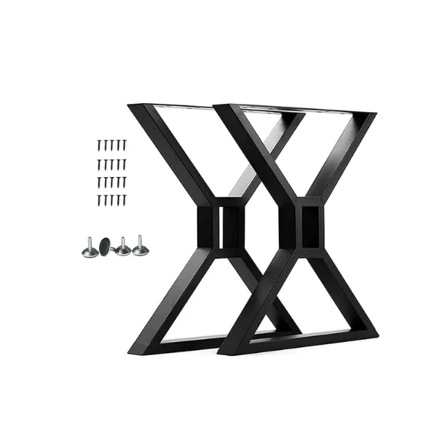 2pcs Heavy-Duty Black Metal Furniture Legs Modern Industrial Design DIY Desk and Bench Legs for Living Room and Kitchen