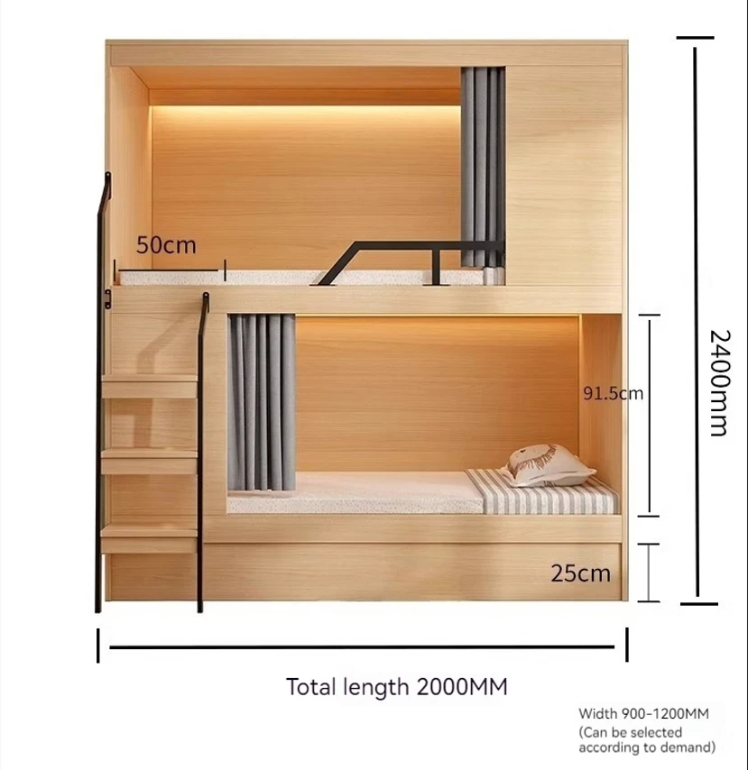 Hotel Bunk Bed Gaming Hotel All-inclusive Capsule Hotel Bed Apartment Furniture Set Student Dormitory Double Low Bed Customized