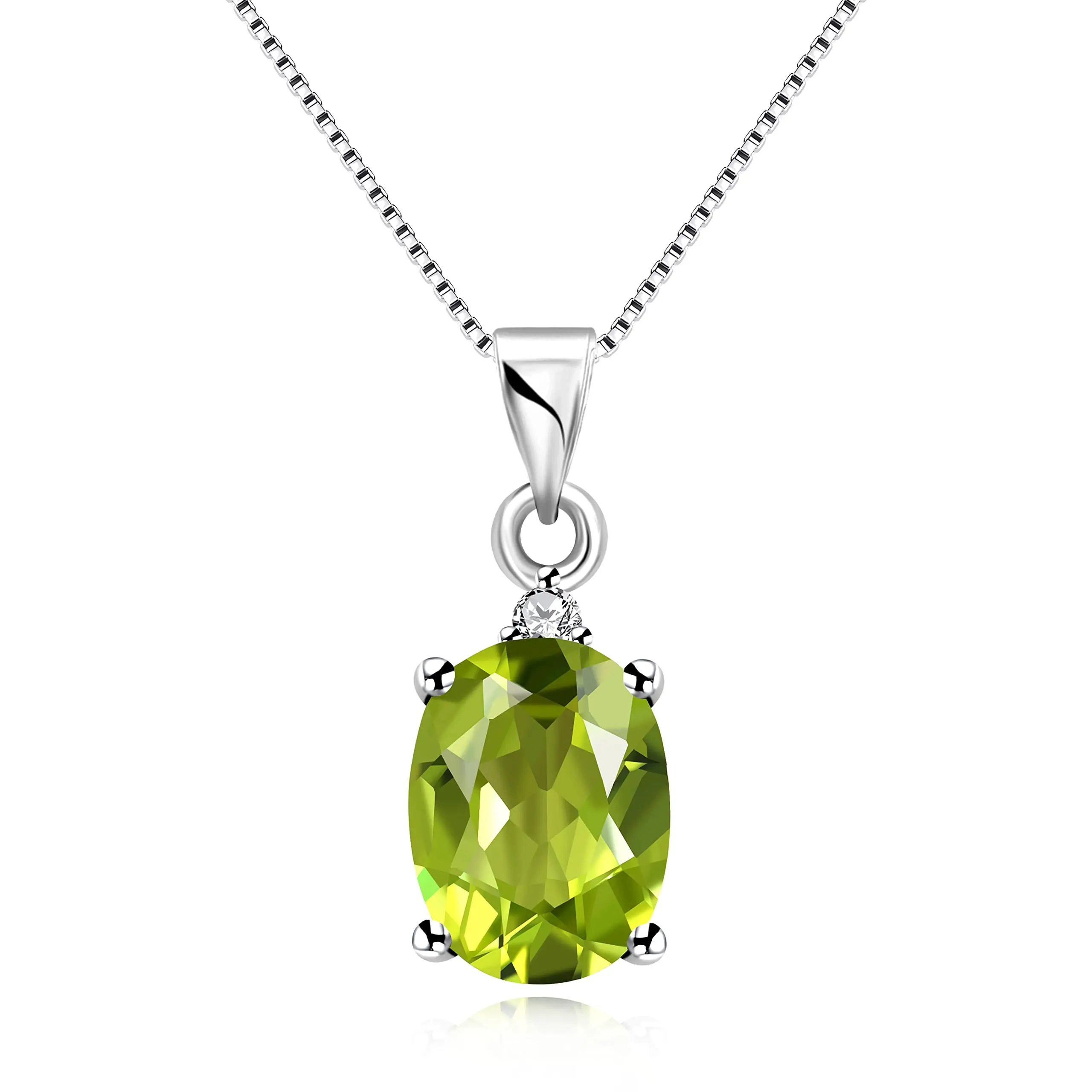Exquisite Beyond Compare 14K Gold 925 Sterling Silver Dainty Heart Shaped Natural Peridot Gemstone Pendant Necklace