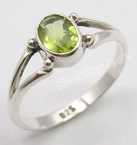 Silverstarjewel 925 Sterling Silver Faceted Green Peridot Gemstone Ring Any Size 5 to 10 Christmas Eve Wholesale Jewelry