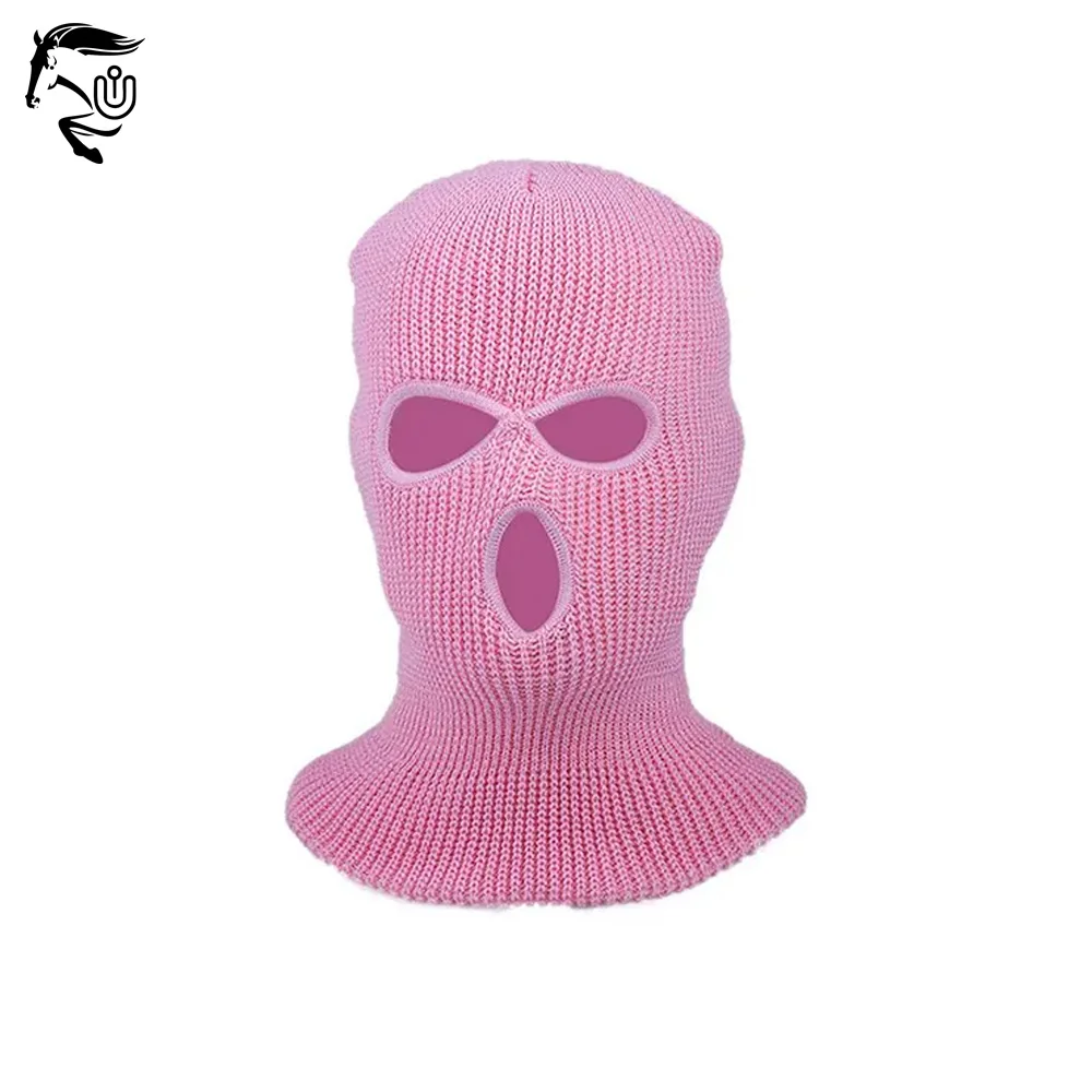 Warm Knit 3 Hole Full Face Ski Mask Winter Balaclava with Comfortable Knitted Cover