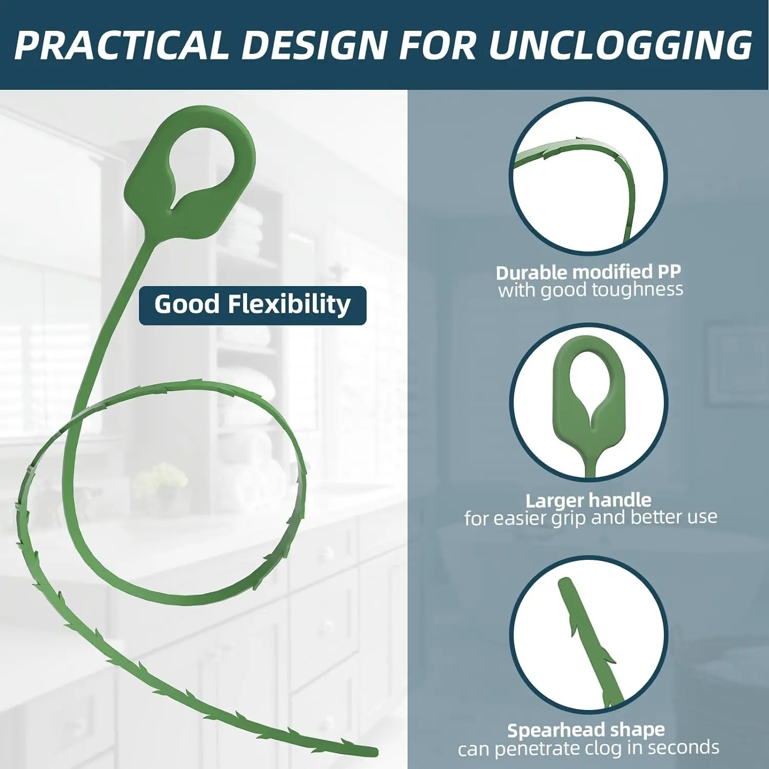Drain Auger Drain Snake Drain Clog Remover 1/4 x 15 with Drum - Plumbing Tools - Durable Rust-Resistant & Multi-Size