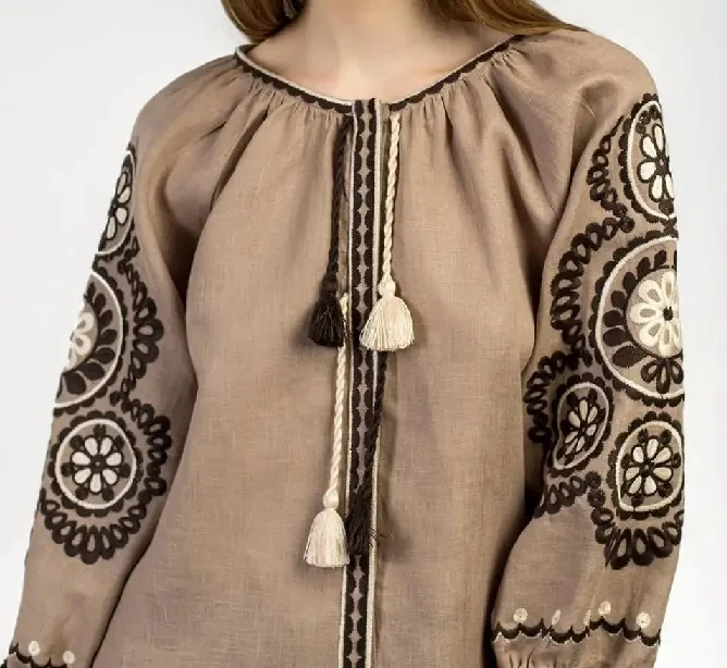 New Arrival Summer Cotton Blouse Embroidered Long Sleeves With Tassel Design Top Vintage Romanian Shirts For Summer Party Favour