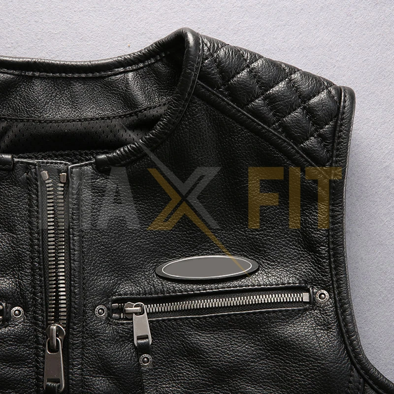 High Quality Motorcycle Men Leather Jacket Fashion Type Genuine Leather Vest Classic Style MAXFIT ENTERPRISES
