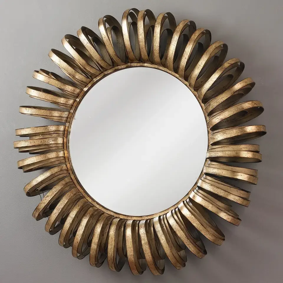 Latest design very beautiful round rose flower art destining handicraft wall decor Modern design round wall mirror