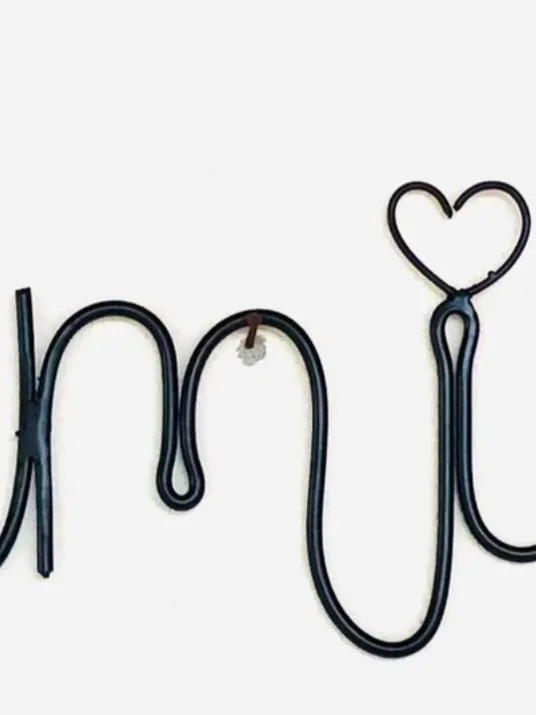 Family Wire Wall Art Handmade Metal Word Decor with Heart emphasizes themes of family love and modern decor