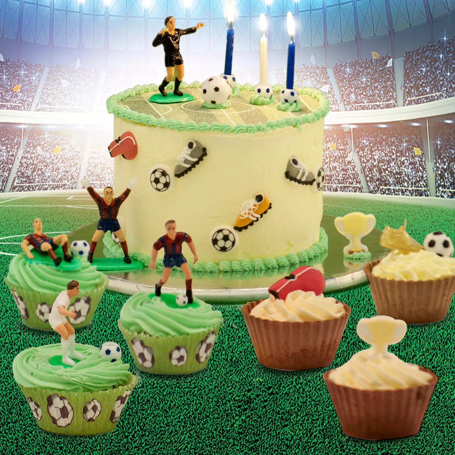 PARTY DECORATION BIRTHDAY CANDLES FOOTBALL BLISTER 12