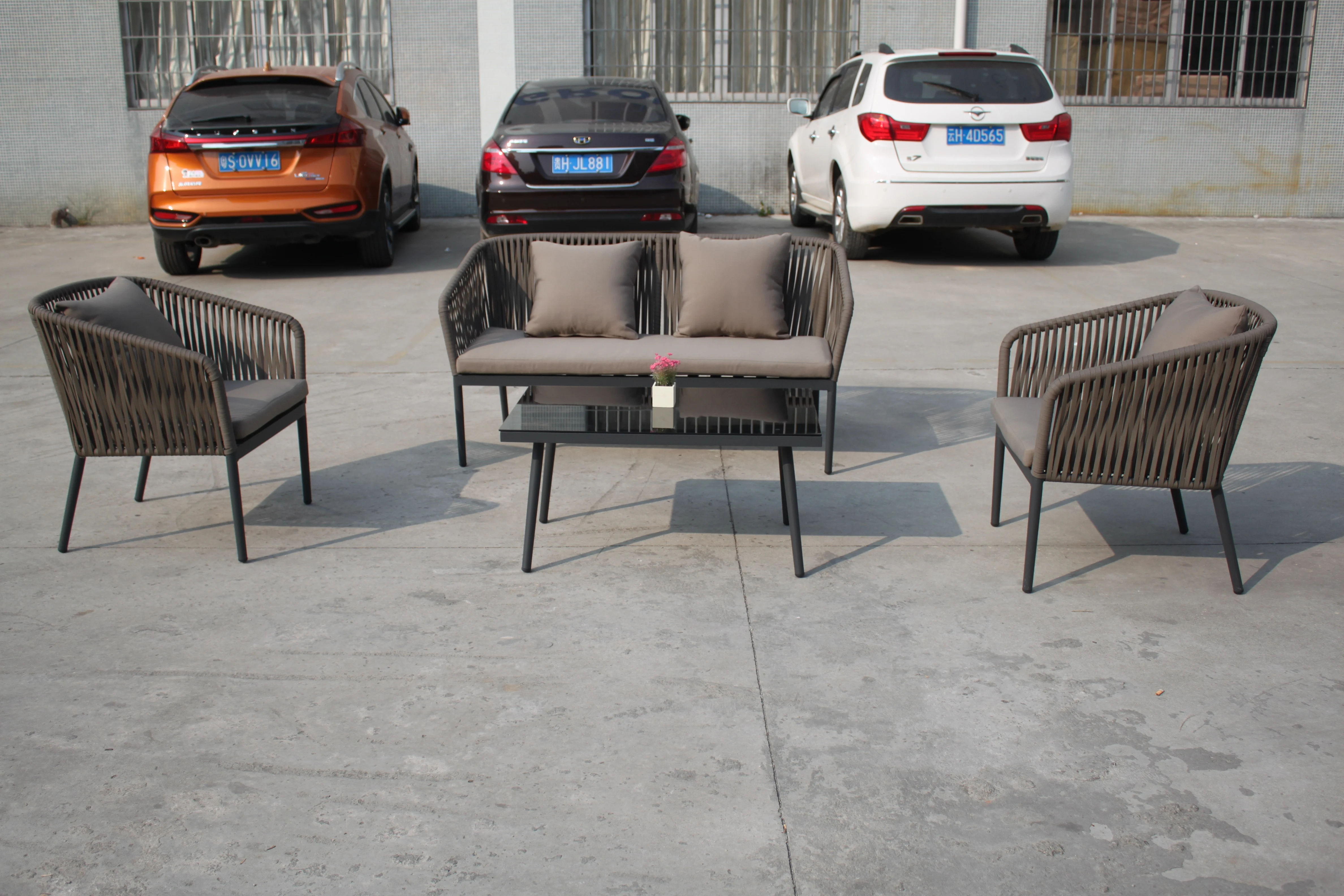 Morden Patio Villa Rope Sofa Set Outdoor Aluminum All Weather Garden Furniture