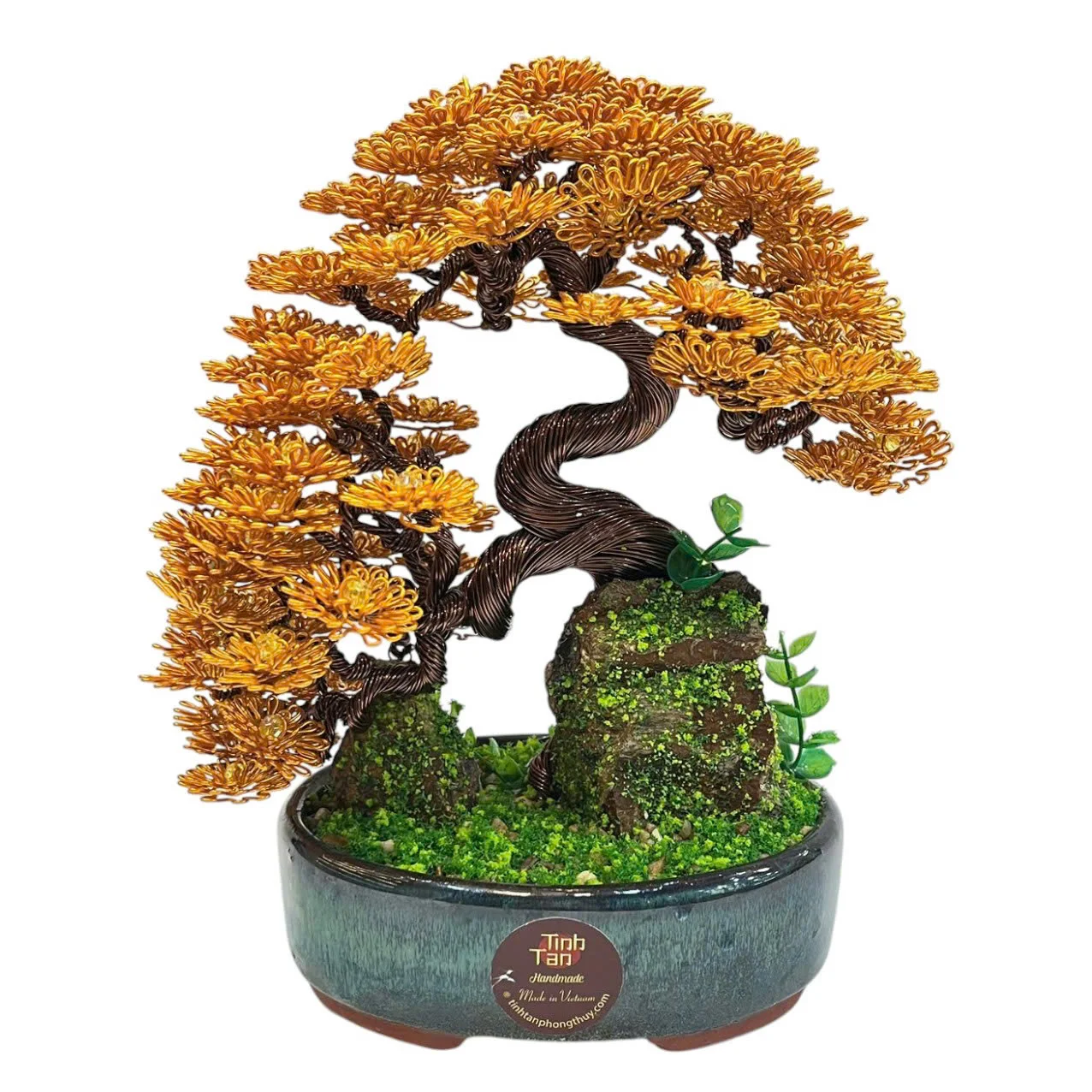 Metal wire Over Rock Bonsai Tree Wire Sculpture Artificial handmade bonsai for decoration made in Vietnam indoor lucky tree