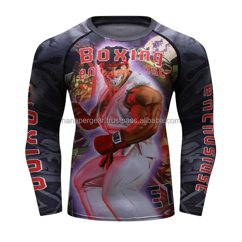 Custom Design Sublimation MMA Rash Guard BJJ Rash Guard Surfing Rash Guard Compression Shirt BJJ Fight Wear