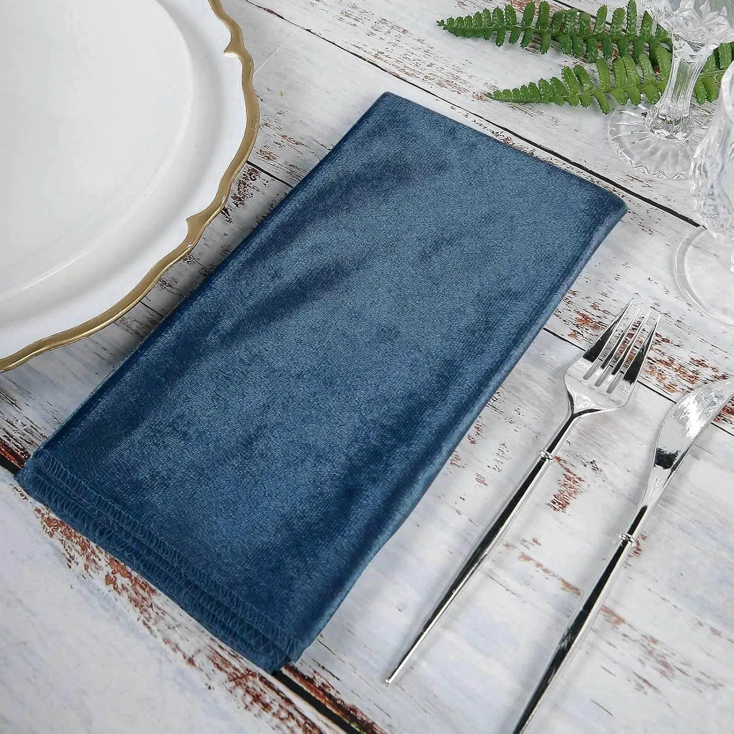 Wholesale Navy Blue Custom Wedding Velvet Table Decoration Picnic Kitchen Cloth Napkins for Dinners Parties