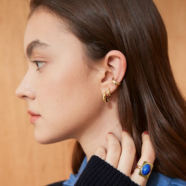 Серьги-кольца Zoe Huggie, сделанные в корейских ювелирных изделиях, золотые серьги-поп-звезды и модные украшения влиятельного лица, современные серьги
