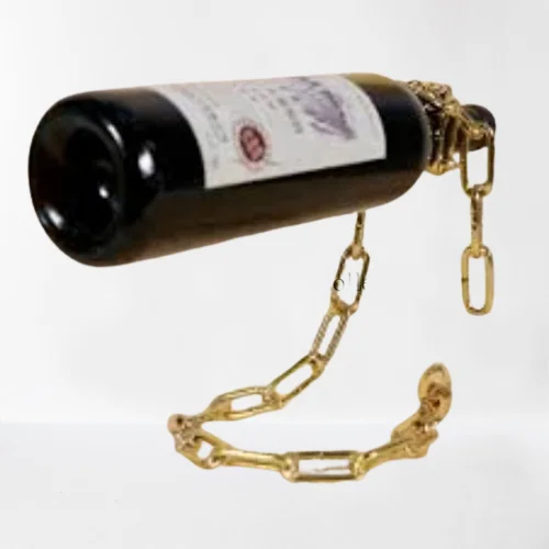 Newly Arrival Attractive Gold Plated Luxury Metal Wine Bottle Chain Holder Tabletop Decor Supplies From Indian Manufacturer
