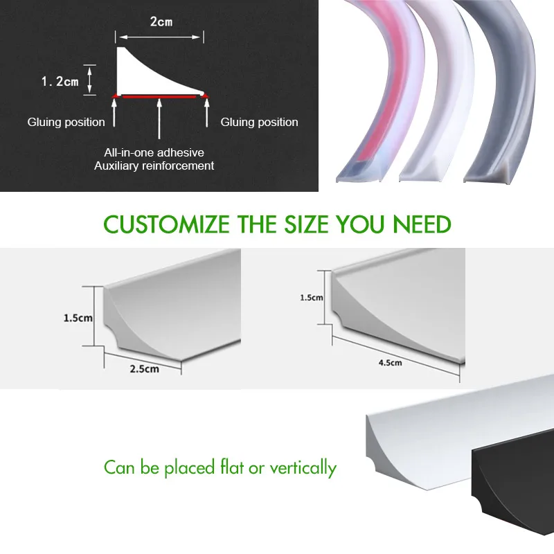 Kitchen self-adhesive water barrier bar edge banding rubber countertop edging silicone countertop water stopper strip