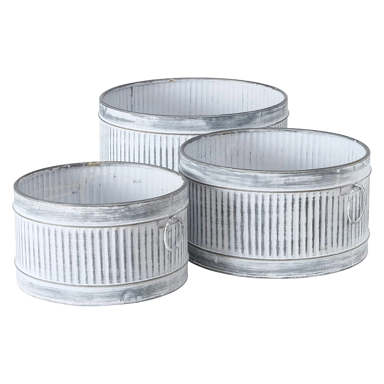 Set of 4 galvanized buckets and garden planters with rope handles Customized modern garden accessories