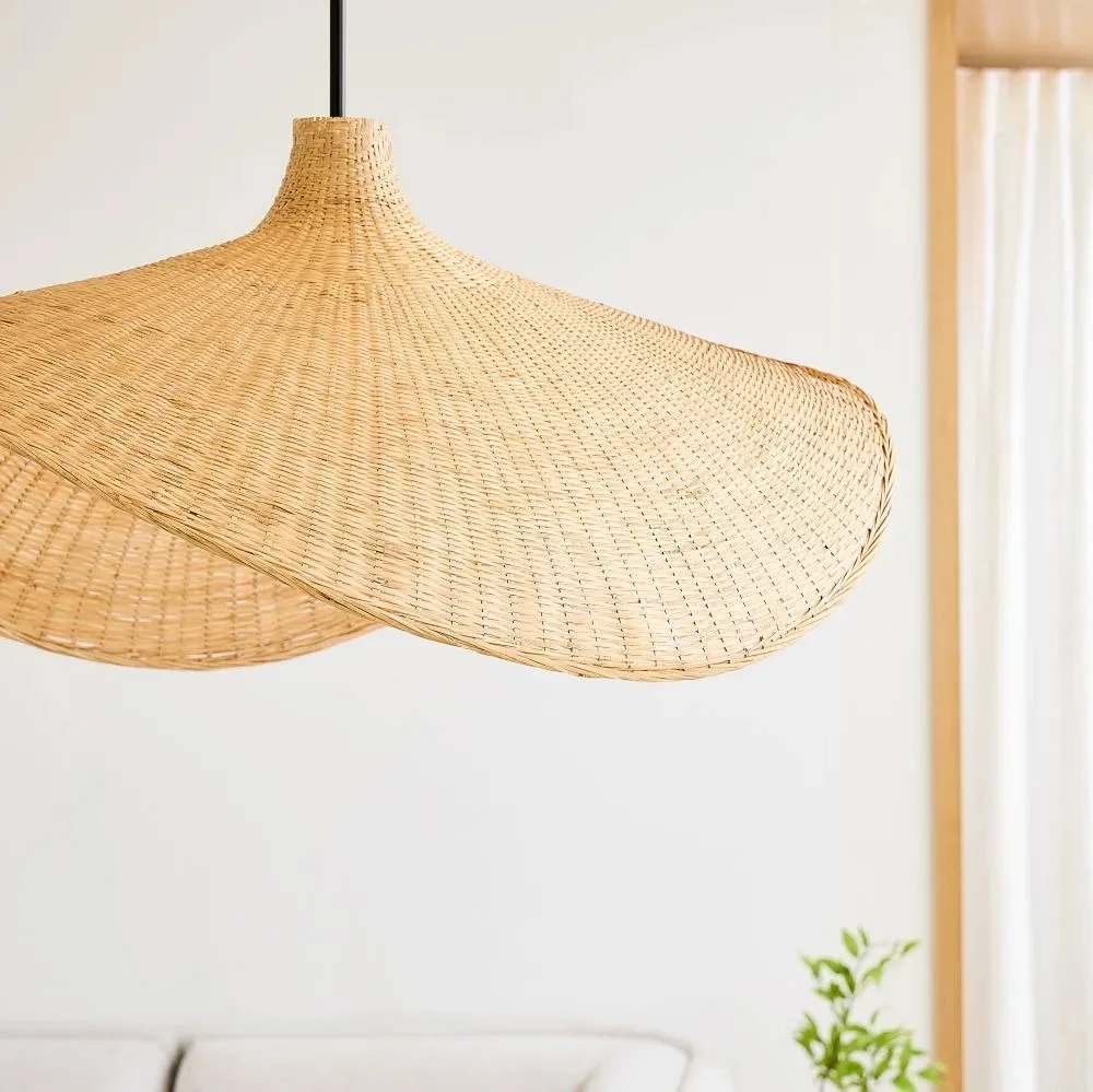 Новейший продукт бамбуковый тканый абажур дизайнерские лампы оттенки освещение дешевые товары для продажи