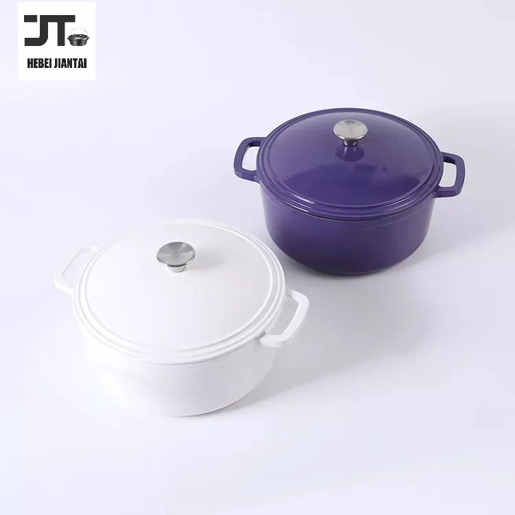 2QT Cast Iron Dutch Oven Non-Stick Cookware Pot with Lid Suitable for Baking Use on Gas Electric Oven Enamel Coat Casserole Pot